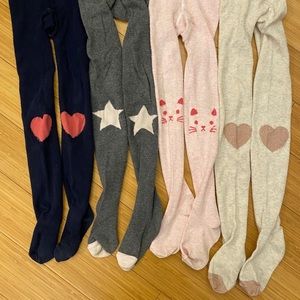 Girls Gap Cotton Knit Tights with Knee Designs